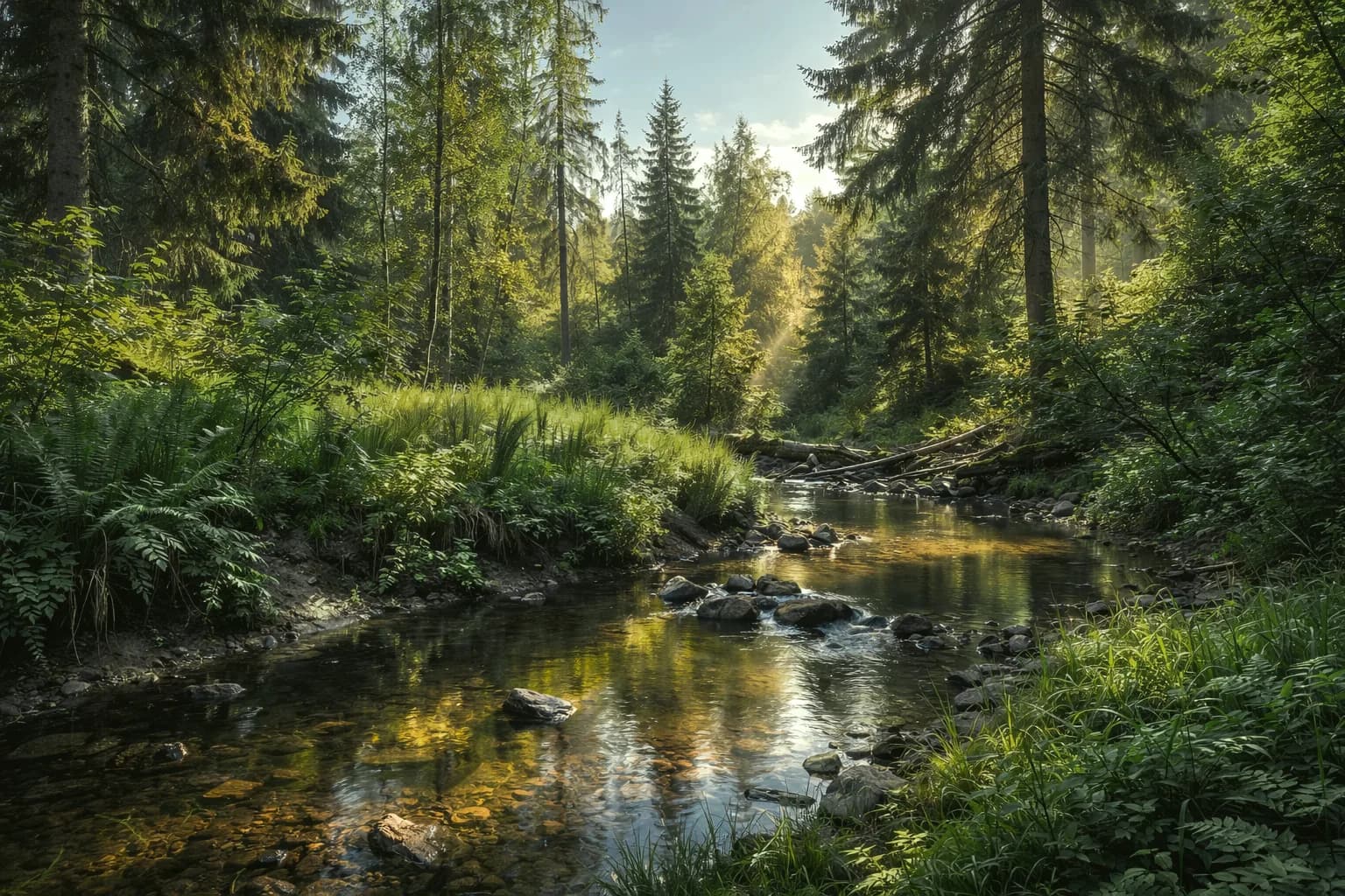 Настоящая
лесная река